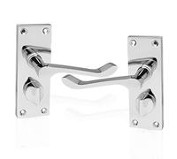 HANDLESTORE Victorian Scroll Bathroom Door Handles - Polished Chrome Lever Handle with Thumbturn Lock & Backplate - Privacy Internal Door Handles with Screws
