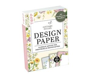 Handlettering Design Paper Block Cottage Dreams A6: 75 feste Motivpapiere A6 in 25 floralen Designs. Mit Handlettering-Grundkurs