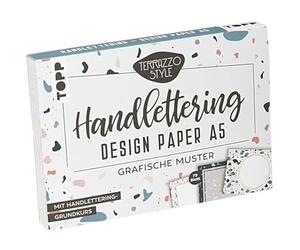 Handlettering Design Paper Block Terrazzo A5: 75 feste Motivpapiere DIN A5 in 25 Designs. Mit Handlettering-Grundkurs