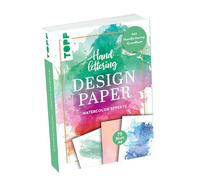 Handlettering Design Paper Block Watercolor-Effekte A6: 75 feste Motivpapiere (DIN A6, 220 g/m²) mit 25 verschiedenen Watercolor-Hintergründen zum Belettern mit Handlettering-Grundkurs