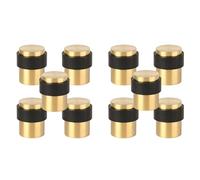 HANDLEZONE® 10 Pack Floor Mounted Door Stop 30mm x 40mm, Collared with Rubber Buffer Stopper, Concealed Fixing - Satin Brass