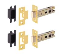 HANDLEZONE® 2 Pack 76mm / 3 inch Satin Brass CE/UKCA/Certifire Fire Rated Tubular Mortice Latch, Catch for Internal Timber Doors