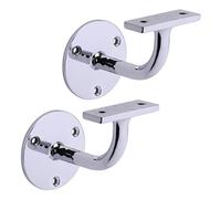 HANDLEZONE® 2 Pack Heavy Duty Handrail Bracket for Stair Bannister, Wood and Steel Handrail - Polished Chrome
