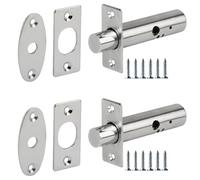 HANDLEZONE® 2 Pack Mortice Security Door Bolts, 60mm Rack Bolt - Silver Nickel Plated