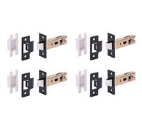 HANDLEZONE® 4 Pack 76mm / 3 inch Black Matt Premium Tubular Mortice Latch, Catch for Internal Timber Doors - 57mm Backset