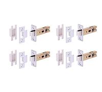 HANDLEZONE® 4 Pack 76mm / 3 inch Polished Stainless Steel Premium Tubular Mortice Latch, Catch for Internal Timber Doors - 57mm Backset