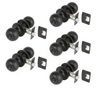 HANDLEZONE® 5 Sets Riva Privacy Knobset, Keyless Lock with Emergency Release, Adjustable 60-70mm Latch, for Bathroom/Bedroom - Black Matt