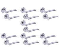 HANDLEZONE® 7 Sets Columba Lever On Round Rose Door Handles, Internal Passage Latch Handles - Dual Finish Polished/Satin Chrome