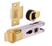 HANDLEZONE® 76mm Passage Bullet Latch, Round Designer Mortice Latch, Catch for Internal Timber Doors - Satin Brass - 57mm Backset