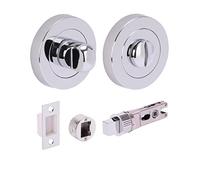 HANDLEZONE® Bathroom Toilet Door Thumb Turn and Release Bullet Round Deadbolt Kit - Polished Chrome - 76mm Bolt with 57mm Backset