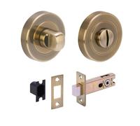HANDLEZONE® Bathroom Toilet Door Thumb Turn and Release Deadbolt Kit - Antique Bronze - 76mm Bolt with 57mm Backset