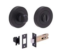 HANDLEZONE® Bathroom Toilet Door Thumb Turn and Release Deadbolt Kit - Black Matt - 76mm Bolt with 57mm Backset