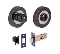 HANDLEZONE® Bathroom Toilet Door Thumb Turn and Release Deadbolt Kit - Dual Finish Black Nickel/Polished Chrome - 76mm Bolt with 57mm Backset