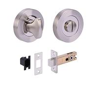 HANDLEZONE® Bathroom Toilet Door Thumb Turn and Release Deadbolt Kit - Dual Finish Polished/Satin Nickel - 76mm Bolt with 57mm Backset