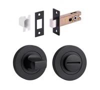HANDLEZONE® Bathroom Toilet Door Thumb Turn & Release Deadbolt Kit - Black Matt - 76mm Bolt with 57mm Backset