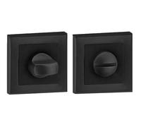 HANDLEZONE® Deluxe Bathroom Toilet Door Square Rose Thumbturn and Release Set - Black Matt