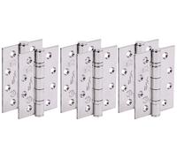 HANDLEZONE® Door Hinges 3 Pairs 102mm / 4 inch Ball Bearing, Grade 13 Fir CE13 FD30 FD60, with Screws - Polished Stainless Steel