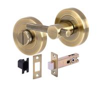 HANDLEZONE® Knurled Bar Designer Bathroom Toilet Door Thumb Turn and Release Deadbolt Kit - Antique Bronze - 76mm Bolt with 57mm Backset