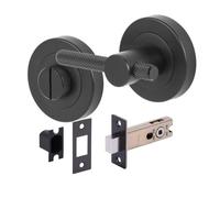 HANDLEZONE® Knurled Bar Designer Bathroom Toilet Door Thumb Turn and Release Deadbolt Kit - Black Matt - 76mm Bolt with 57mm Backset