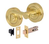 HANDLEZONE® Knurled Bar Designer Bathroom Toilet Door Thumb Turn and Release Deadbolt Kit - Satin Brass - 76mm Bolt with 57mm Backset