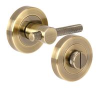 HANDLEZONE® Knurled Bar Designer Bathroom Toilet Door Thumb Turn and Release Set - Antique Bronze