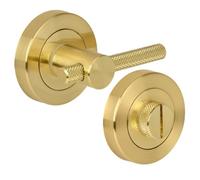 HANDLEZONE® Knurled Bar Designer Bathroom Toilet Door Thumb Turn and Release Set - Satin Brass