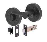 HANDLEZONE® Linear Bar Designer Bathroom Toilet Door Thumb Turn and Release Deadbolt Kit - Black Matt - 76mm Bolt with 57mm Backset