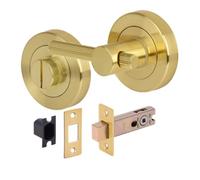 HANDLEZONE® Linear Bar Designer Bathroom Toilet Door Thumb Turn and Release Deadbolt Kit - Satin Brass - 76mm Bolt with 57mm Backset