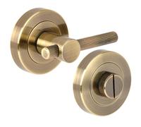 HANDLEZONE® Linear Bar Designer Bathroom Toilet Door Thumb Turn and Release Set - Antique Bronze