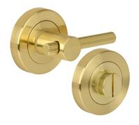 HANDLEZONE® Linear Bar Designer Bathroom Toilet Door Thumb Turn and Release Set - Satin Brass