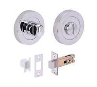 HANDLEZONE® Premium Bathroom Toilet Door Thumb Turn and Release Deadbolt Kit - Dual Finish Polished/Satin Chrome - 65mm Bolt with 45mm Backset