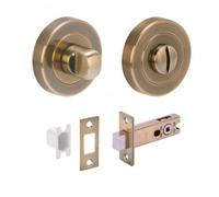 HANDLEZONE® Premium Bathroom Toilet Door Thumb Turn & Release Deadbolt Kit - Antique Bronze - 76mm Bolt (57mm Backset)