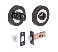 HANDLEZONE® Premium Bathroom Toilet Door Thumb Turn & Release Deadbolt Kit - Dual Finish Black Nickel/Polished Chrome - 76mm Bolt (57mm Backset)