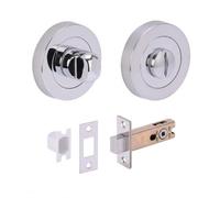 HANDLEZONE® Premium Bathroom Toilet Door Thumb Turn & Release Deadbolt Kit - Dual Finish Polished Chrome/Satin Chrome - 76mm Bolt (57mm Backset)