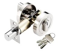 HANDLEZONE® Single Cylinder Deadbolt, Round Deadbolt Lock, Zinc Alloy Lock with Keys - Polished Chrome. Modern Security Lock for 35-50mm Doors (Front, Entrance, Passage, Bedroom)