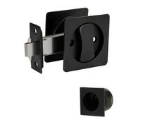 HANDLEZONE® Square Sliding Privacy Door Lock Kit - Black Matt Finish - Finger Pull with Hook Lock - for Bathroom or Toilet Sliding Doors