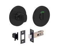 HANDLEZONE® Stainless Steel Bathroom Toilet Door Kit - Turn with Indicator Release - Black Matt Finish - 65mm Bolt with 45mm Backset