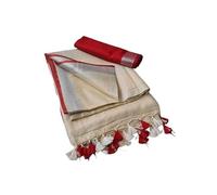 Handloom Linen Cotton Blend Bhagalpuri Contrast Saree for Women, Reef_beige-red, One Size