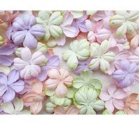 Handmade 100 pcs Mixed Pastels Sakura Patch Cherry Blossom Flowers 30x30mm Mulberry Paper Flowers Scrapbooking Wedding DIY Craft Supplies Card