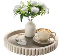 Handmade 12in Decorative Tray for Coffee Table Tray Decor, Gray Wooden Decorative Round Tray for for Coffee Table, Dining Room Table Entryway and Living Room Table