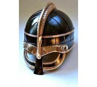 Handmade 16 Gage Steel & Brass Medieval Vendel Viking Knight Armor Helmet