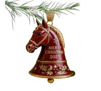 Handmade 2025 Christmas Horse Bell Ornament, 3D Red Equestrian Commemorative Hanging Decor, Elegant Doorbell with Golden Mane, Snowflake, Christmas Tree Decoration for Horse Lovers