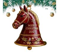 Handmade 2025 Christmas Horse Bell Ornament, 3D Red Equestrian Commemorative Hanging Decor, Metal Equestrian Bells, For Friends Family