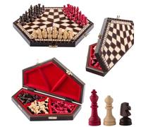 Handmade 3 PLAYER CHESS | Master Of Chess | Medium Chess Set 28 x 33 cm | Travel Chess Set for Children and for Adults - Unique Chess Set Handcrafted Wooden Chess Table