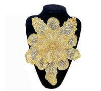 Handmade 3D Beaded Flower Sequin Lace Applique, Clothing Patches, Embroidered Rhinestone Patch Sew on for Clothing(gold)