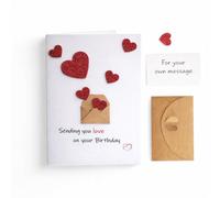 Handmade 3D Birthday Greeting Card Featuring Glitter Heart Pop Up Design, 350 GSM Thick Paper, White Background And Kraft Envelope, A5 Size, Blank Inside, Single Pack