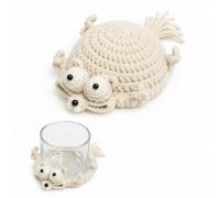 Handmade 3D Crochet Startled Squirrel with Big Eyes Coaster, Funny 3D Animal Mug Rug, Handmade Amigurumi Style Drink Mat for Desk Home Office, Cute Novelty Coffee Cup Coaster for Adult Gift (Squirrel)