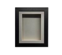 Handmade 3D Shadow Box Frame: 2" Deep Memory Box With Grey Mount -Black Frame/10 X 8 Inches
