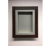 Handmade 3D Shadow Box Frame: 2" Deep Memory Box With Grey Mount -Mahogany Frame/10 X 8 Inches