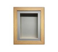 Handmade 3D Shadow Box Frame: 2" Deep Memory Box With Grey Mount -Oak Frame/10 X 10 Inches